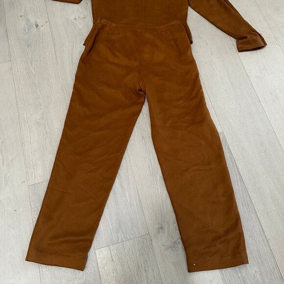 VTG Donna Morgan Womens 2 Piece Golden Faux Suede Embroidered Pant Suit SZ 12 - Picture 8 of 11